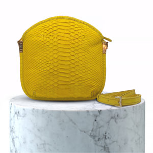 sac en cuir de python jaune