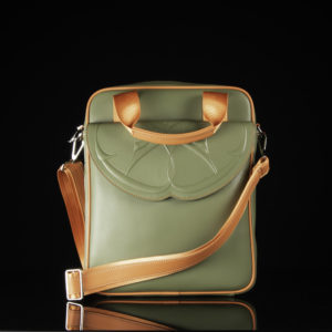 sac en cuir kaki et orange