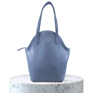 sac en cuir gris bleu