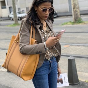fourre tout en cuir beige