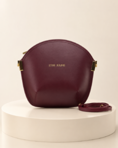 Sarah li bordeaux en cuir -detail du sac Lyne juline