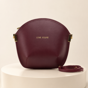 Sarah li bordeaux en cuir -detail du sac Lyne juline 