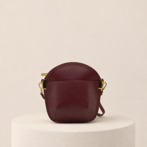 Mini Sarah li en cuir bordeaux -details du sac Lyne Juline