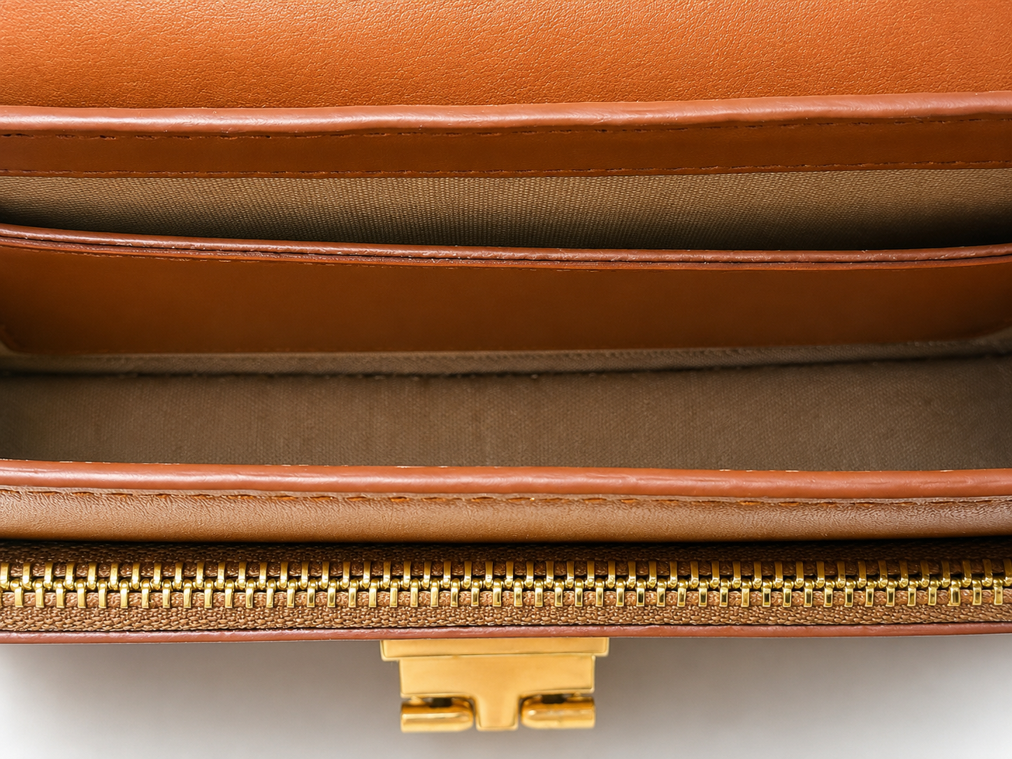 Sac Ophra Cognac en cuir lisse-vue intérieur