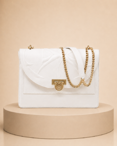 Sac Ophra Blanc en cuir lisse -détail du sac Lyne Juline