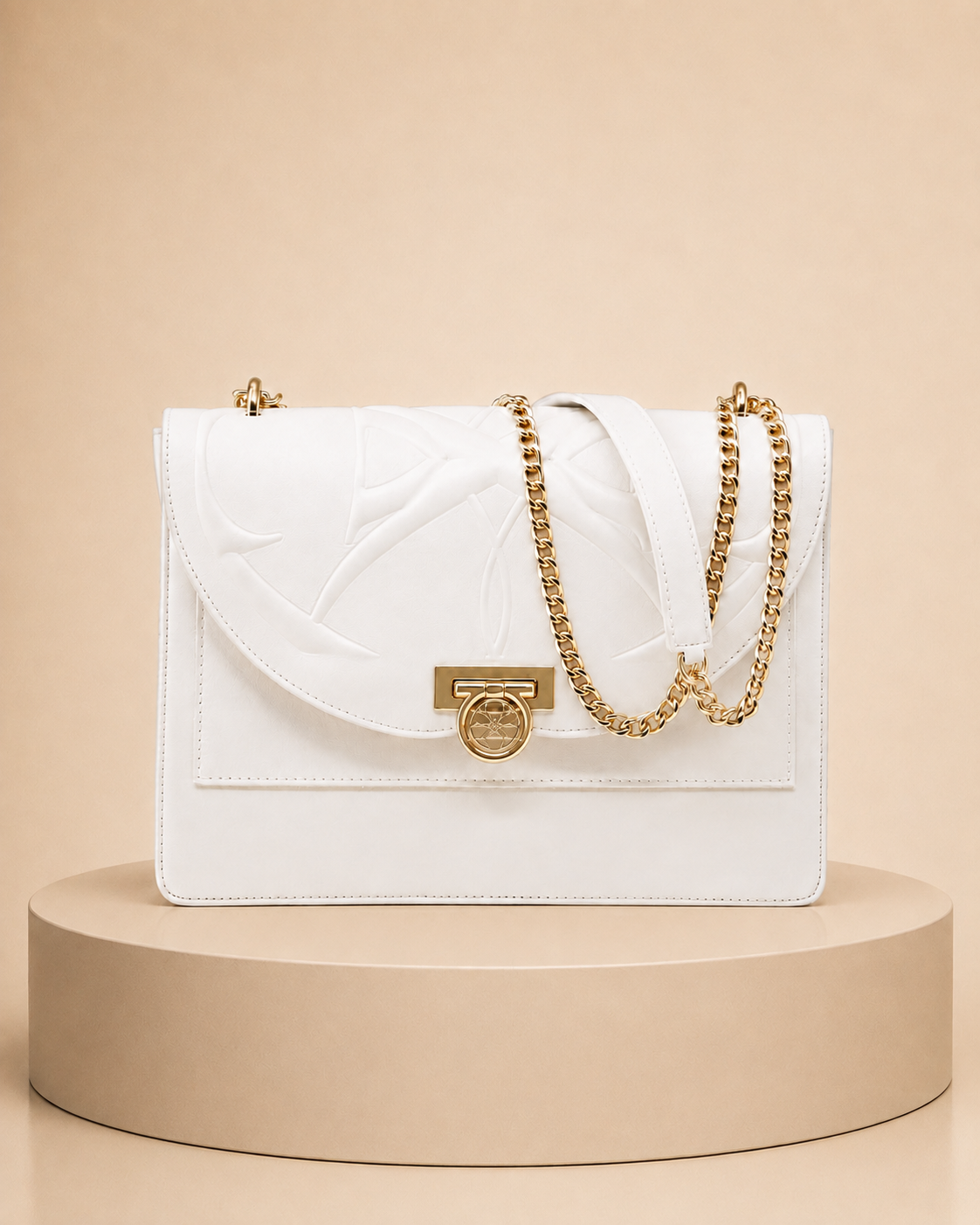 Sac Ophra Blanc en cuir lisse -détail du sac Lyne Juline