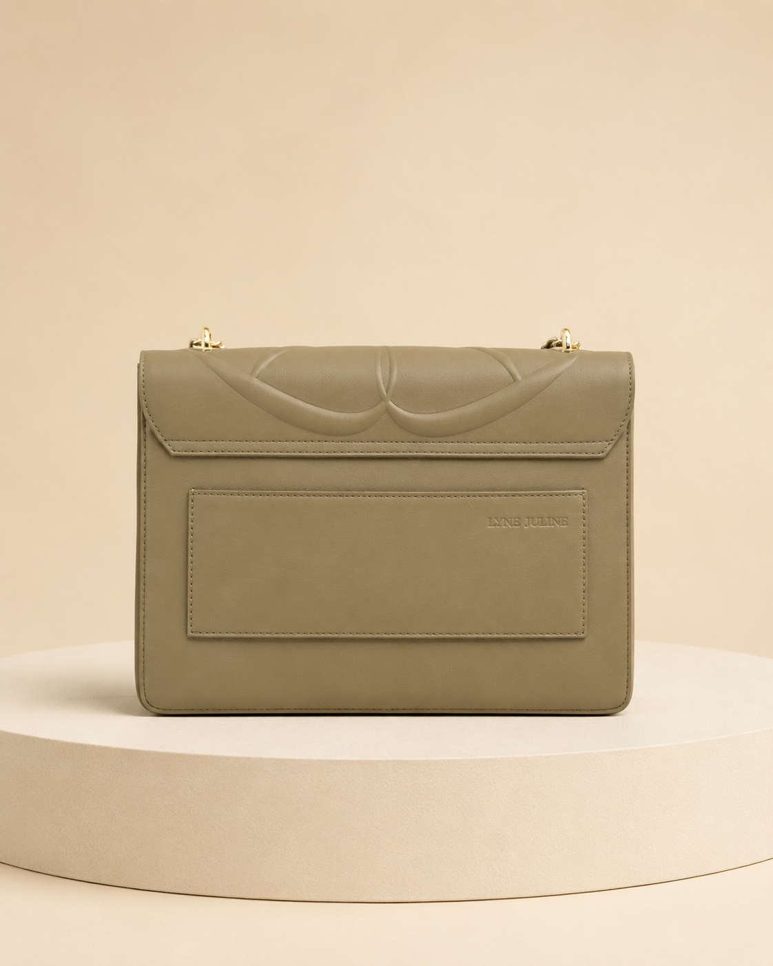 Sac Ophra Olive Nude en cuir lisse-vue de dos