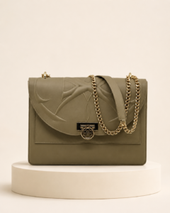 Sac Ophra Olive Nude en cuir lisse -