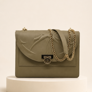 Sac Ophra Olive Nude en cuir lisse -